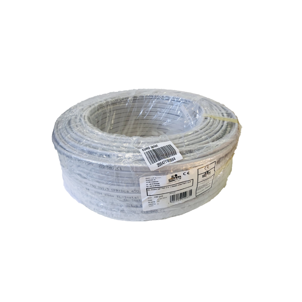 Przewód kabel instalacyjny YDYp 3x1,5 EL Instal NP750 3 x 1,5mm szary Dca krążek 100m