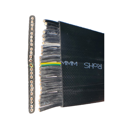 Przewód dźwigowy płaski H05VVH6-F 300/500V – 16×0,75 / 24×1 mm² – czarny, elastyczny – na metry