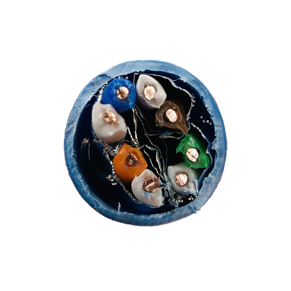 Kabel sieciowy LAN Kat.6A S/FTP AWG23 – ekranowany, 10GbE, drut, LSZH, niebieski