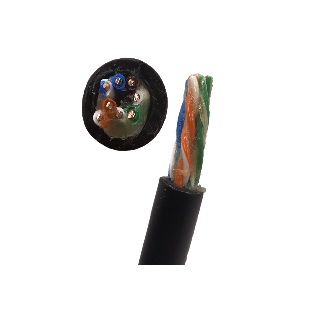 Kabel sieciowy U/UTP kat. 5e żelowany ziemny zewnętrzny, miedziany Cu, odporny na UV