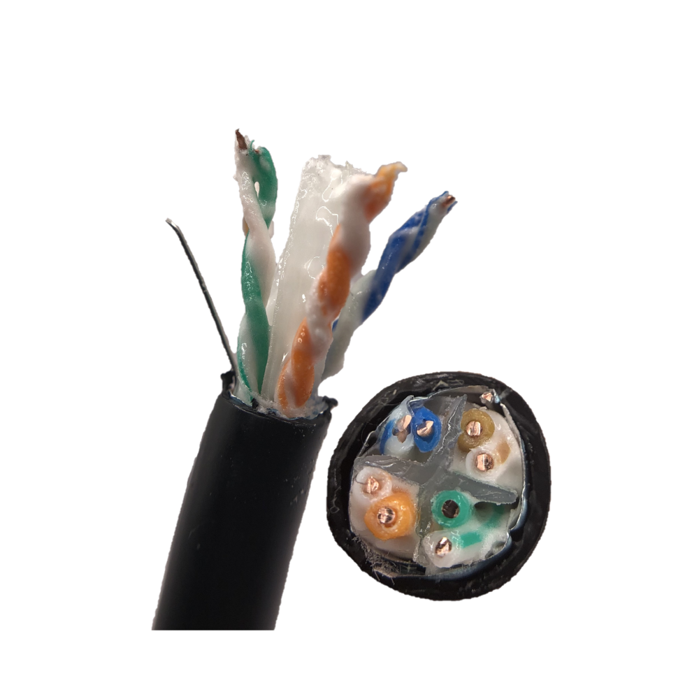 Kabel sieciowy F/UTP kat. 6A zewnętrzny żelowany ziemny, miedziany Cu, odporny na UV