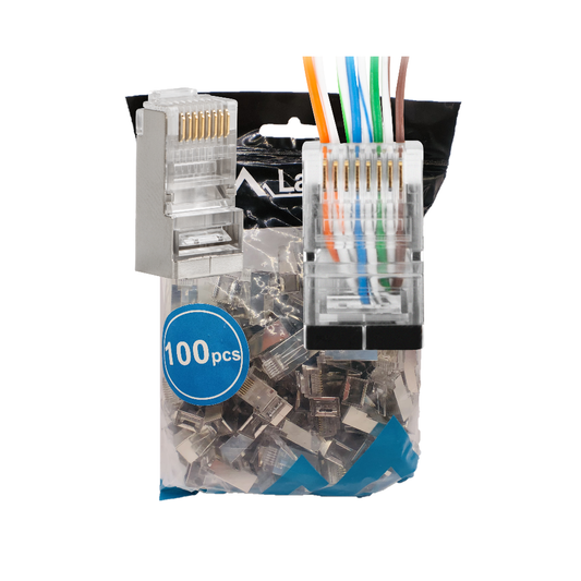 Wtyk RJ45 przelotowy kat.6 UTP / FTP – złącze LAN sieciowe (100 sztuk)