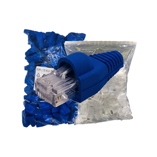 Wtyk RJ45 UTP Kat.6 8P8C z osłonkami, komplet 100 sztuk – dostępne kolory