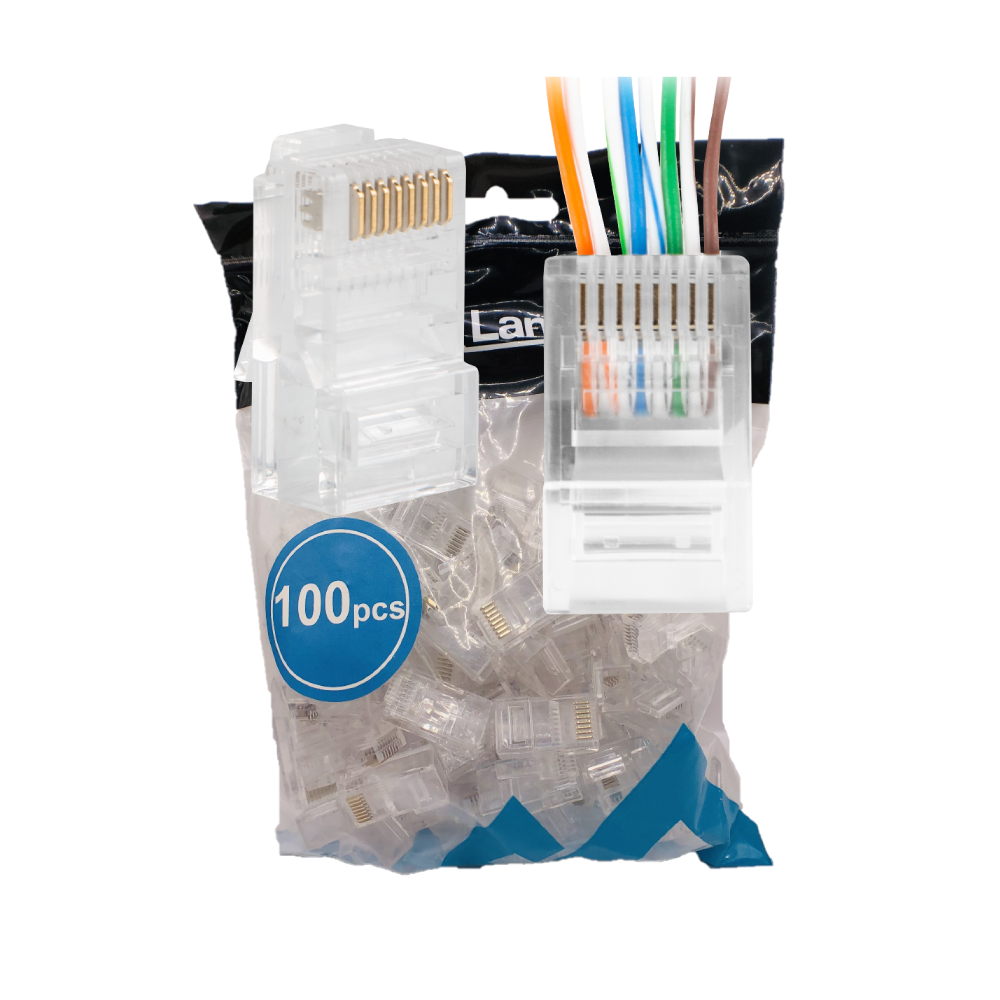 Wtyk RJ45 przelotowy kat.6 UTP / FTP – złącze LAN sieciowe (100 sztuk)