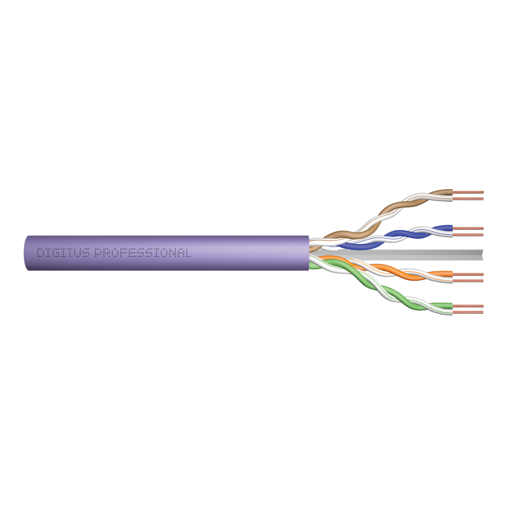 Przewód internetowy kabel sieciowy LAN kat.6 U/UTP drut LSOH fioletowy