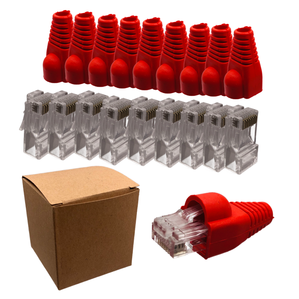 Wtyk RJ45 CAT6 UTP 10 szt. + Osłonki – Wtyki Ethernet LAN do Kabli