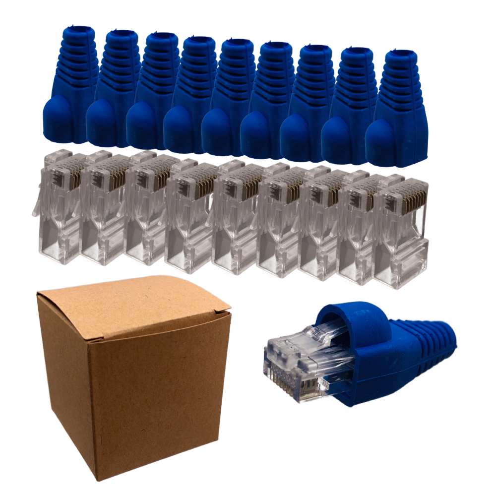 Wtyk RJ45 CAT6 UTP 10 szt. + Osłonki – Wtyki Ethernet LAN do Kabli