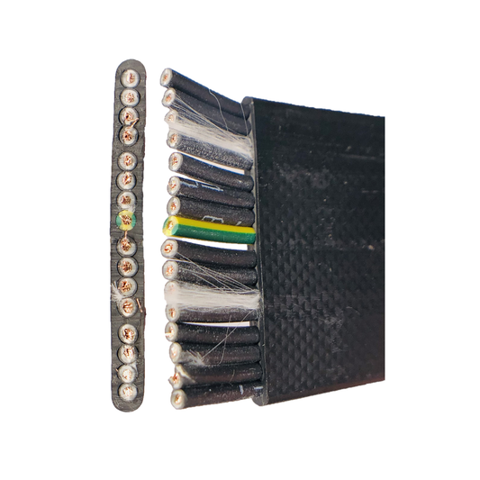 Przewód dźwigowy płaski H05VVH6-F 300/500V – 16×0,75 / 24×1 mm² – czarny, elastyczny – na metry