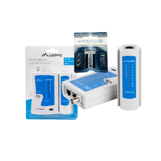 Tester kabli sieciowych LAN RJ45 RJ12 RJ11 BNC z baterią