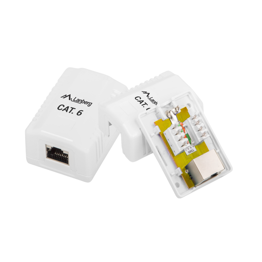 Gniazdo sieciowe natynkowe RJ45 / 2xRJ45 kat.6 ekranowane białe AWG 26-22 IP20
