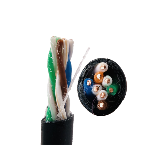 Kabel internetowy LAN UTP kat. 5e żelowany zewnętrzny 25m – kabel sieciowy odporny na UV, PE, drut miedziany