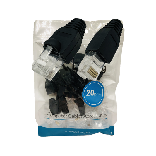 Komplet wtyków RJ45 + osłonki – 20 szt. | Kat.5e / Kat.6 | FTP / UTP