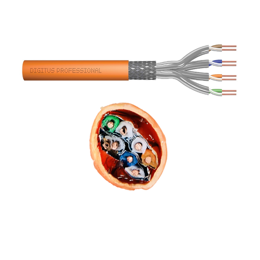 Kabel sieciowy DIGITUS Kat.7 S/FTP AWG23 – 10GbE, 1200 MHz, drut, ekranowany, LSZH, pomarańczowy