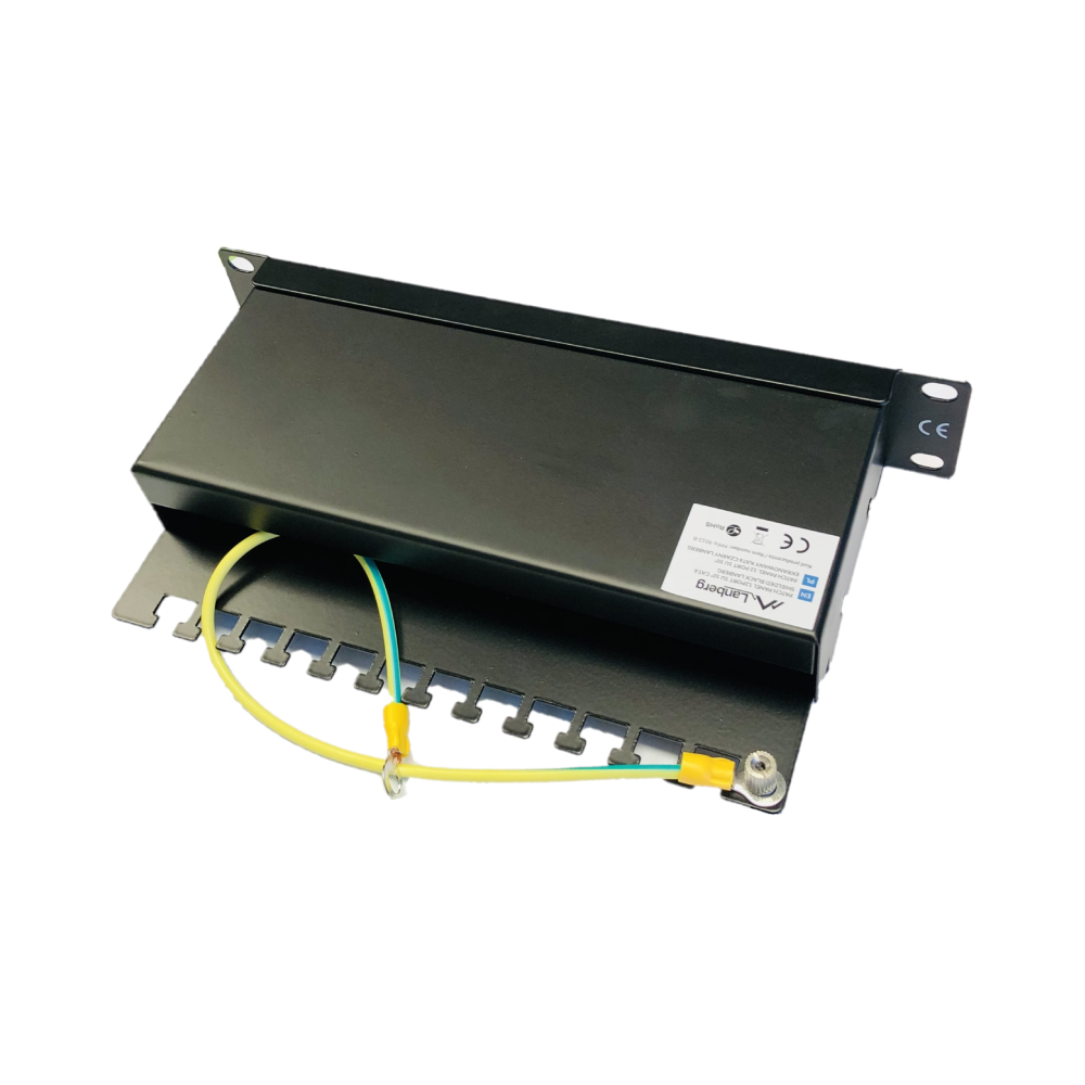Patch panel 12-portowy 1U 10" – KAT.6 FTP ekranowany z organizerem | czarny / szary