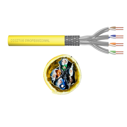 Kabel sieciowy DIGITUS Kat.7A S/FTP AWG22 – 10GbE, 1500 MHz, drut, ekranowany, LSZH, żółty