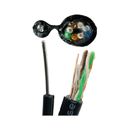 Kabel LAN zewnętrzny FTP kat. 5e żelowany ziemny miedziany Cu UV linka nośna