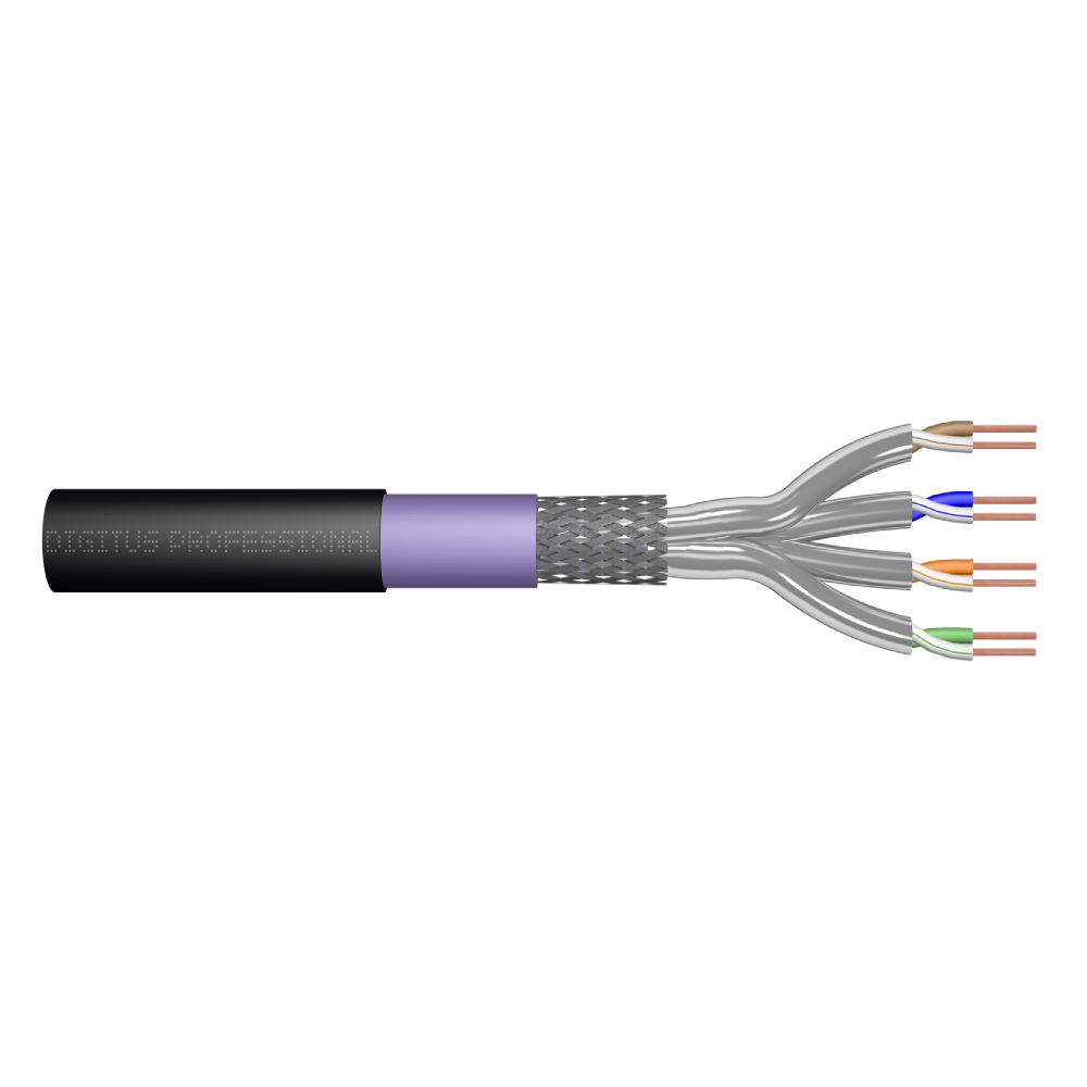 Kabel LAN Kat.7 S/FTP AWG23 zewnętrzny ziemny – PE, ekranowany, drut, 1200 MHz, czarny