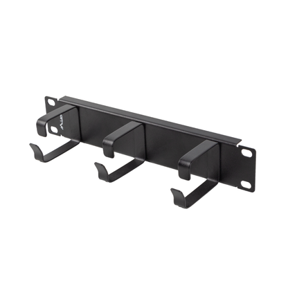 Organizer kabli 1U do szafy RACK 10" – typ B, 3 metalowe uchwyty | czarny / szary