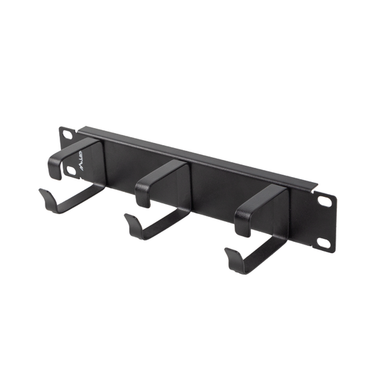 Organizer kabli 1U do szafy RACK 10" – typ B, 3 metalowe uchwyty | czarny / szary