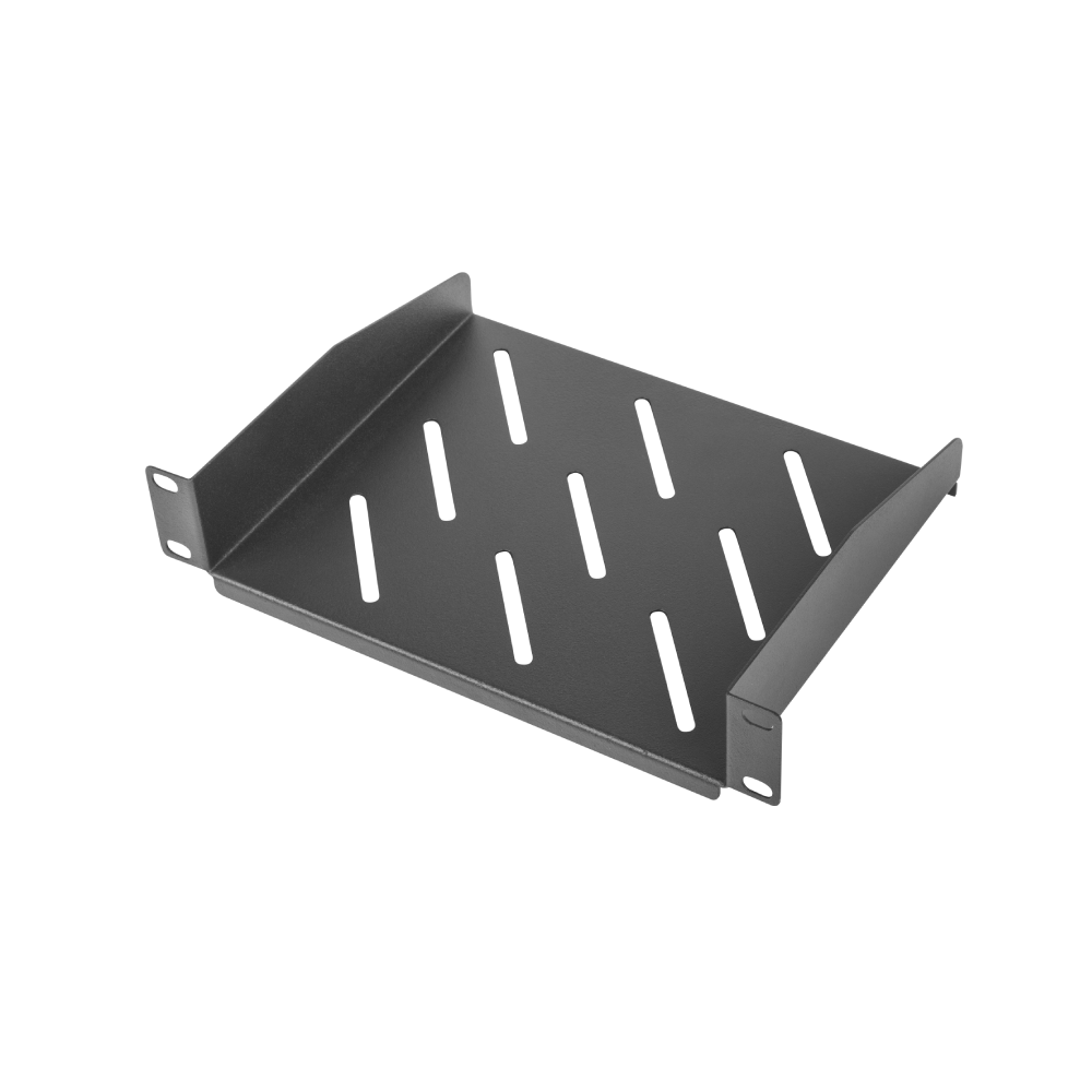 Półka 1U do szafy RACK 10" – 180 mm, metalowa, udźwig 20 kg | czarna / szara