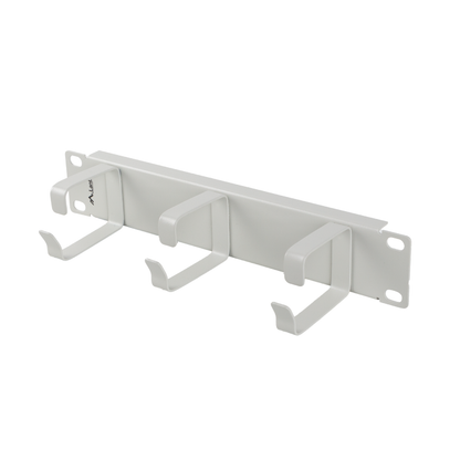 Organizer kabli 1U do szafy RACK 10" – typ B, 3 metalowe uchwyty | czarny / szary