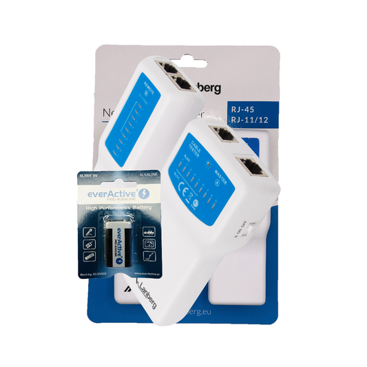 Lanberg NT-0402 – tester przewodów sieciowych RJ45 / RJ11 (w zestawie bateria)