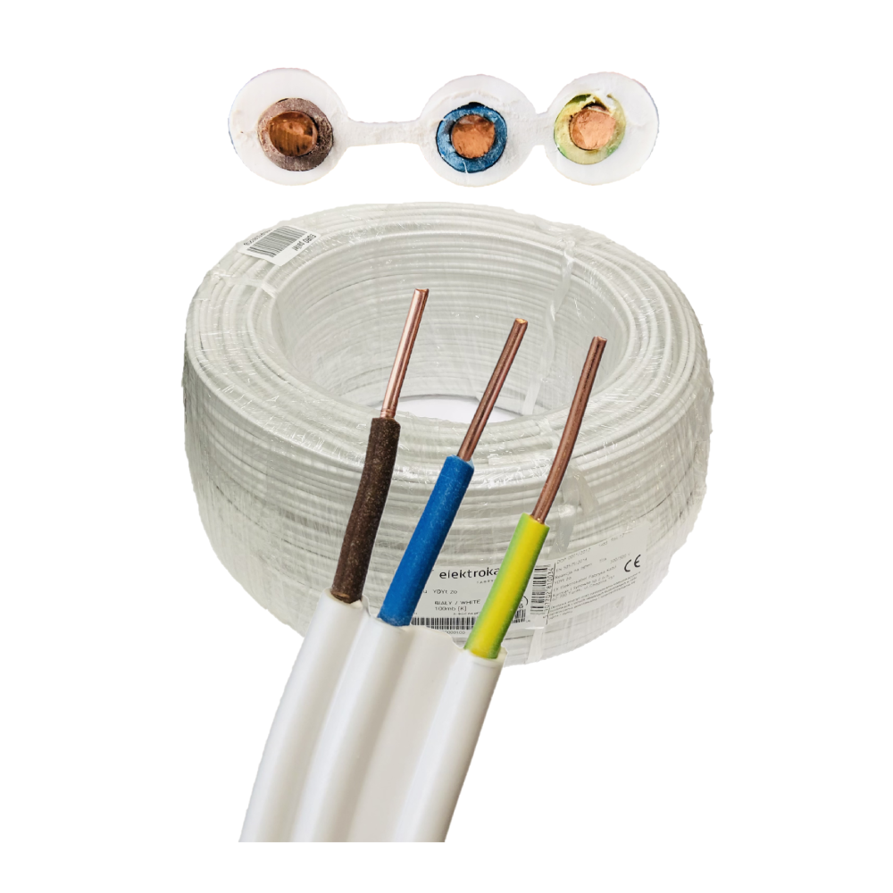Przewód instalacyjny YDYt 300/500V – 2 lub 3 żyły, 1.5 mm² / 2.5 mm² – podtynkowy / natynkowy