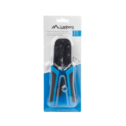 Lanberg NT-0201 – zaciskarka wtyków RJ45, RJ12, RJ11 + ściągacz izolacji (4P, 6P, 8P)