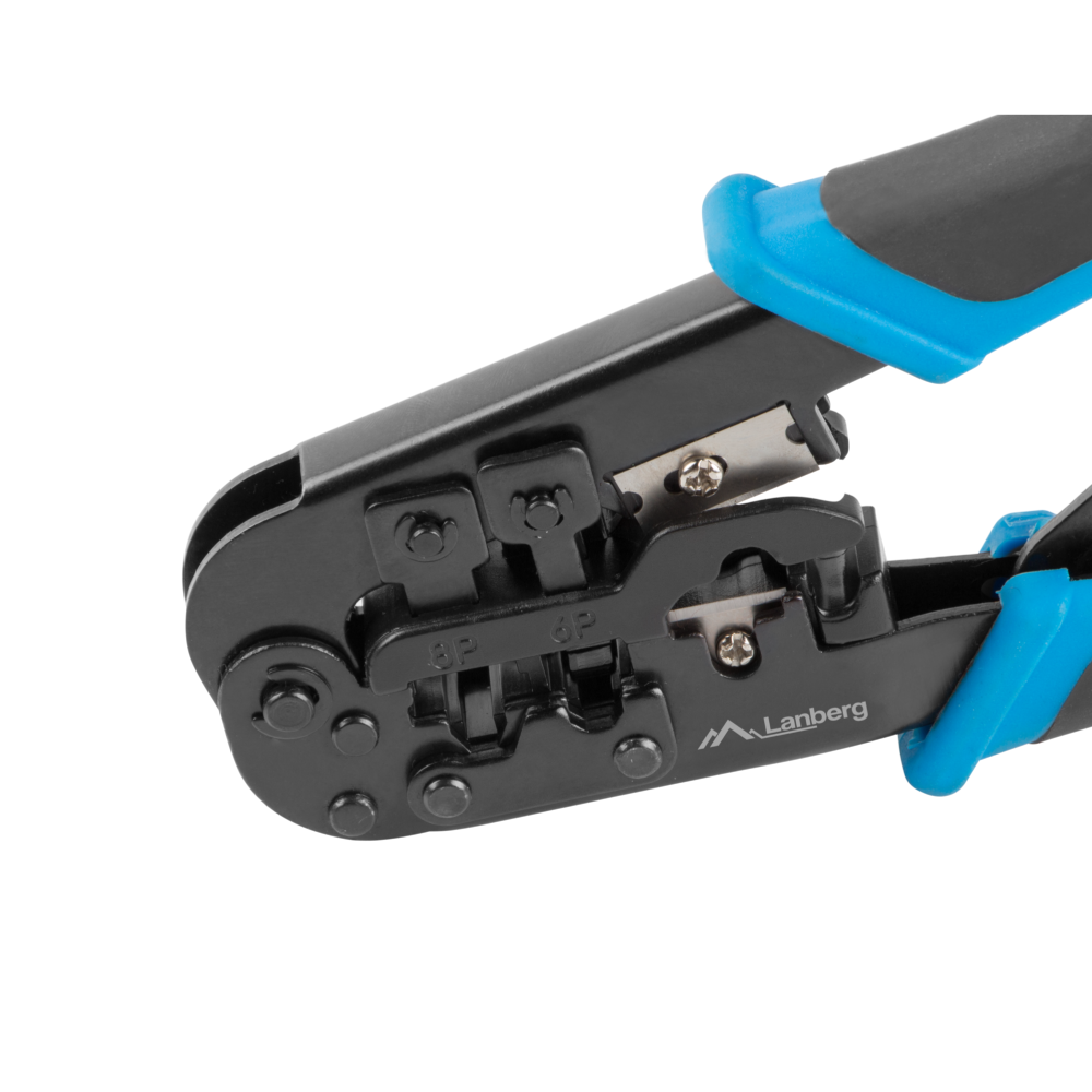 Lanberg NT-0201 – zaciskarka wtyków RJ45, RJ12, RJ11 + ściągacz izolacji (4P, 6P, 8P)