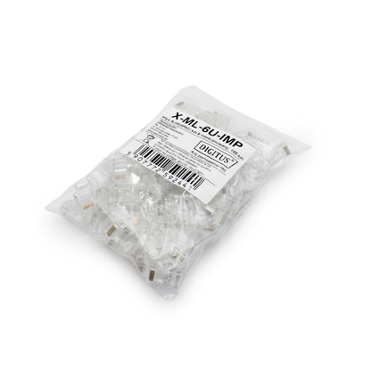 Wtyk RJ45 (8P8C) uniwersalny kat.6 nieekranowany AWG 26-24 opakowanie 100 szt