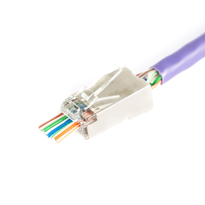 Wtyk RJ45 (8P8C) przelotowy kat.6 ekranowany AWG 26-24 opakowanie 100 szt