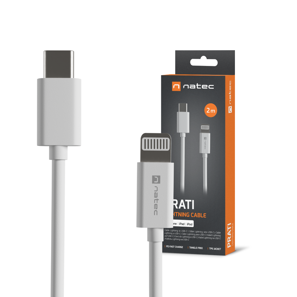 Kabel Lightning – USB-C 2m biały MFi Natec Prati kabel do iPhone