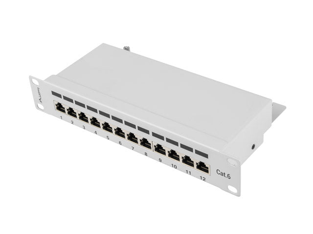 Patch panel RACK 12 port 1U 10" KAT.6 FTP z organizerem ekranowany czarny / szary