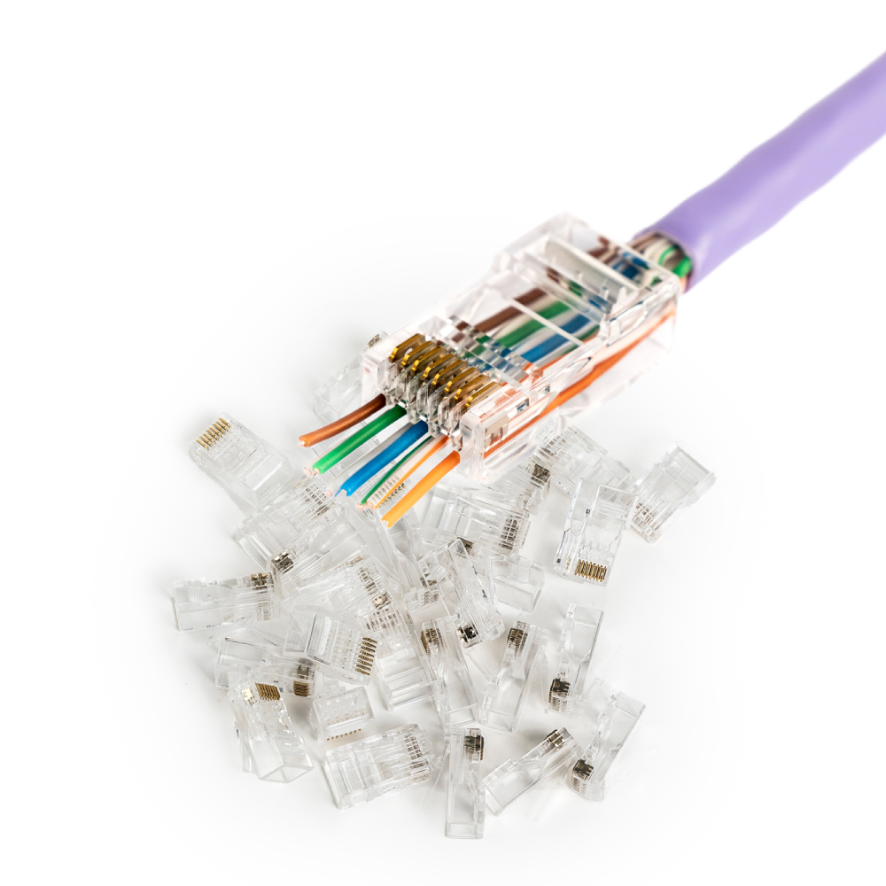 Wtyk RJ45 (8P8C) przelotowy kat.6 nieekranowany AWG 26-24 opakowanie 100 szt
