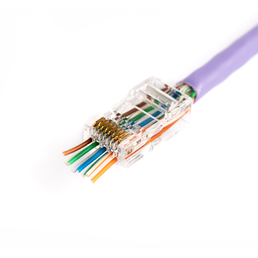 Wtyk RJ45 (8P8C) przelotowy kat.6 nieekranowany AWG 26-24 opakowanie 100 szt