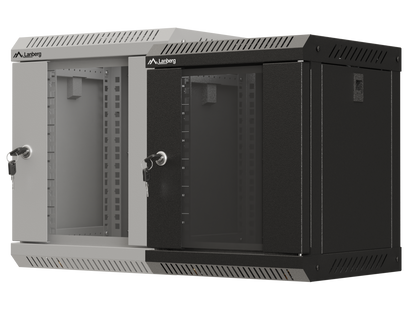 Szafa instalacyjna Rack wisząca 10" szara / czarna / 4U / 6U / 9U przeszklone drzwi