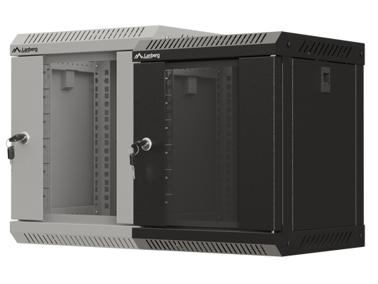Szafa instalacyjna Rack wisząca 10" szara / czarna / 4U / 6U / 9U przeszklone drzwi
