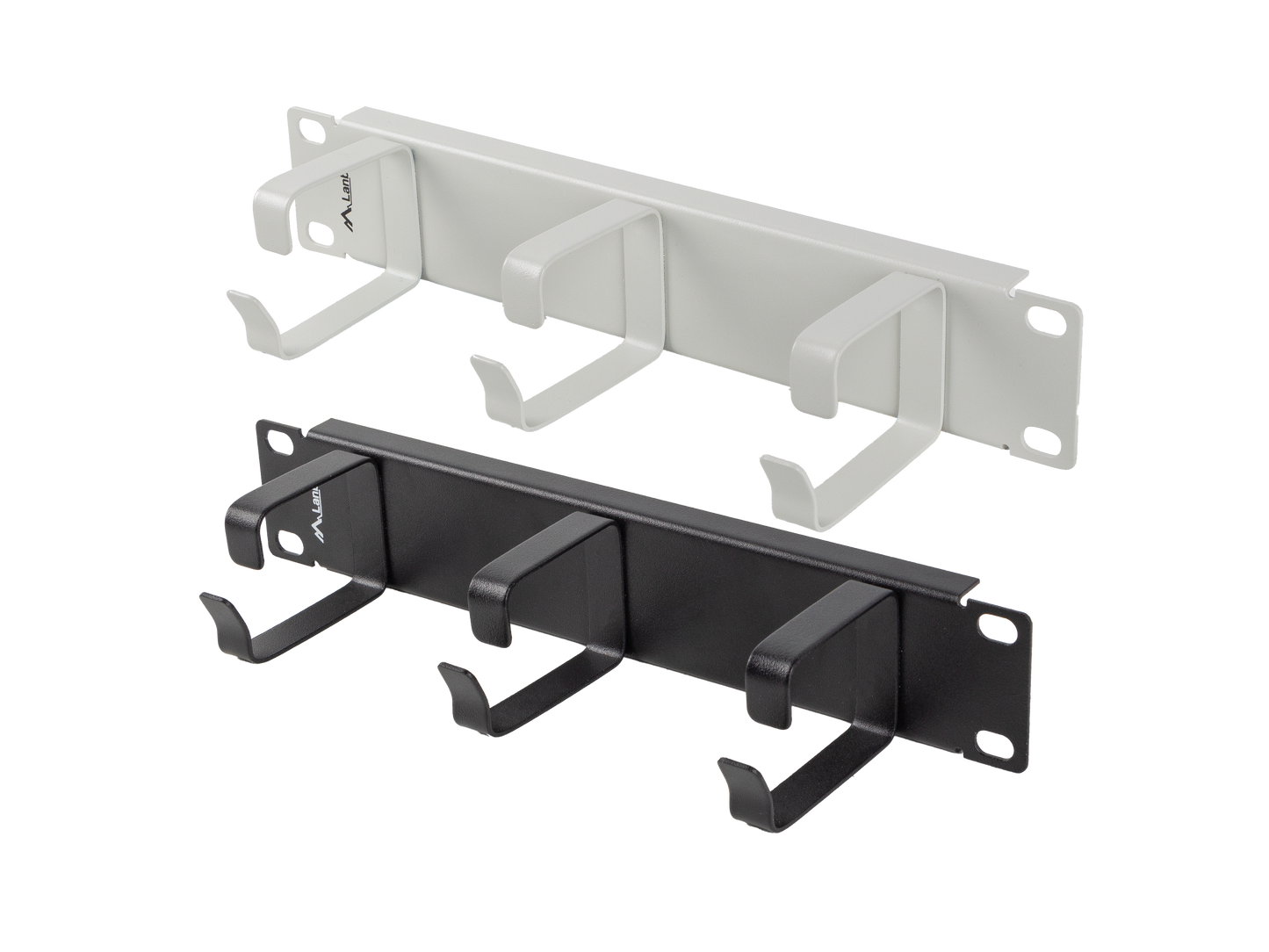 Organizer do kabli do szaf rack 10" 1U z metalowymi uchwytami typ B czarny / szary
