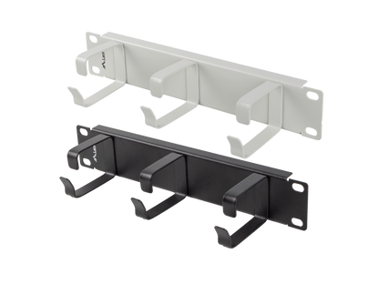 Organizer do kabli do szaf rack 10" 1U z metalowymi uchwytami typ B czarny / szary