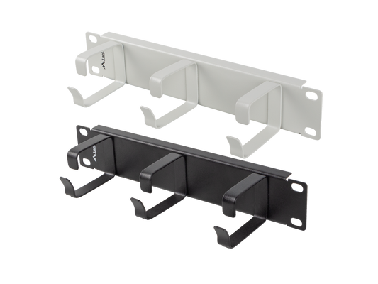 Organizer do kabli do szaf rack 10" 1U z metalowymi uchwytami typ B czarny / szary